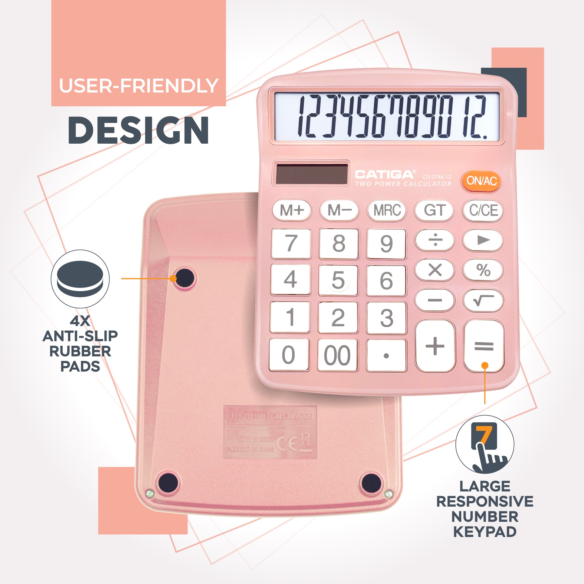 Catiga CD-2786 kancelářská kalkulačka růžová 12 míst