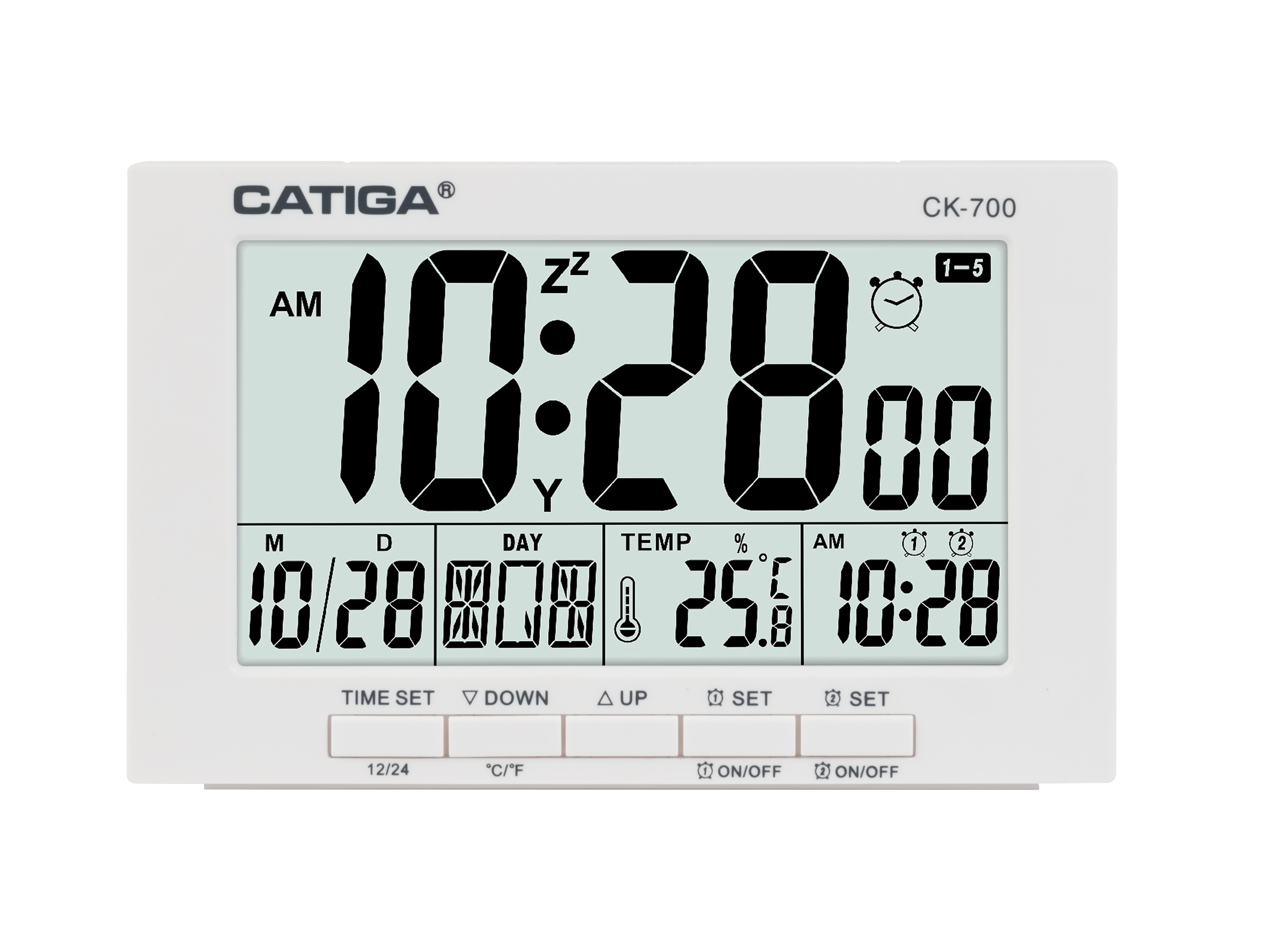 Catiga CK-700 hodiny digitální s teploměrem černé