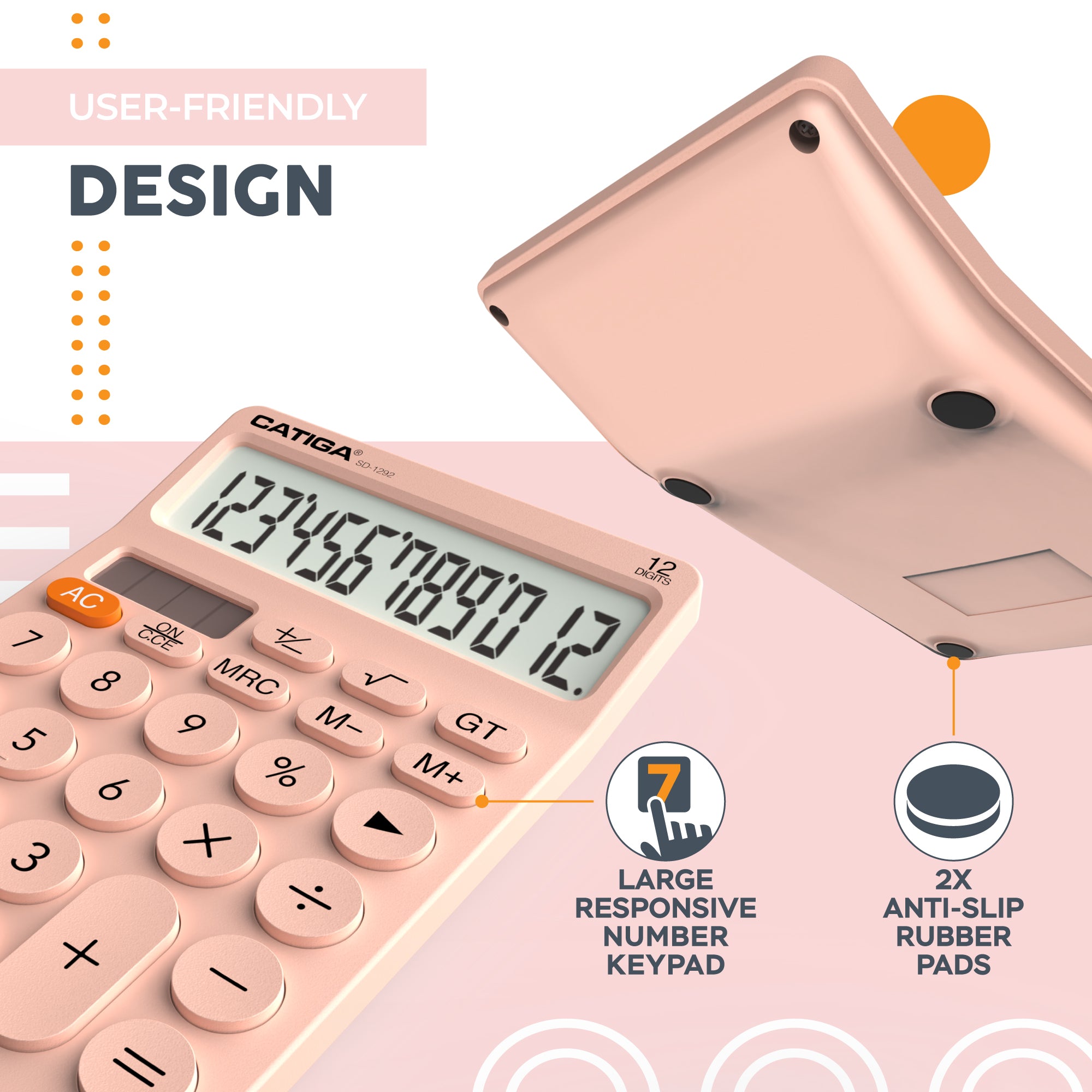 Catiga SD-1292 kancelářská kalkulačka růžová 12 míst