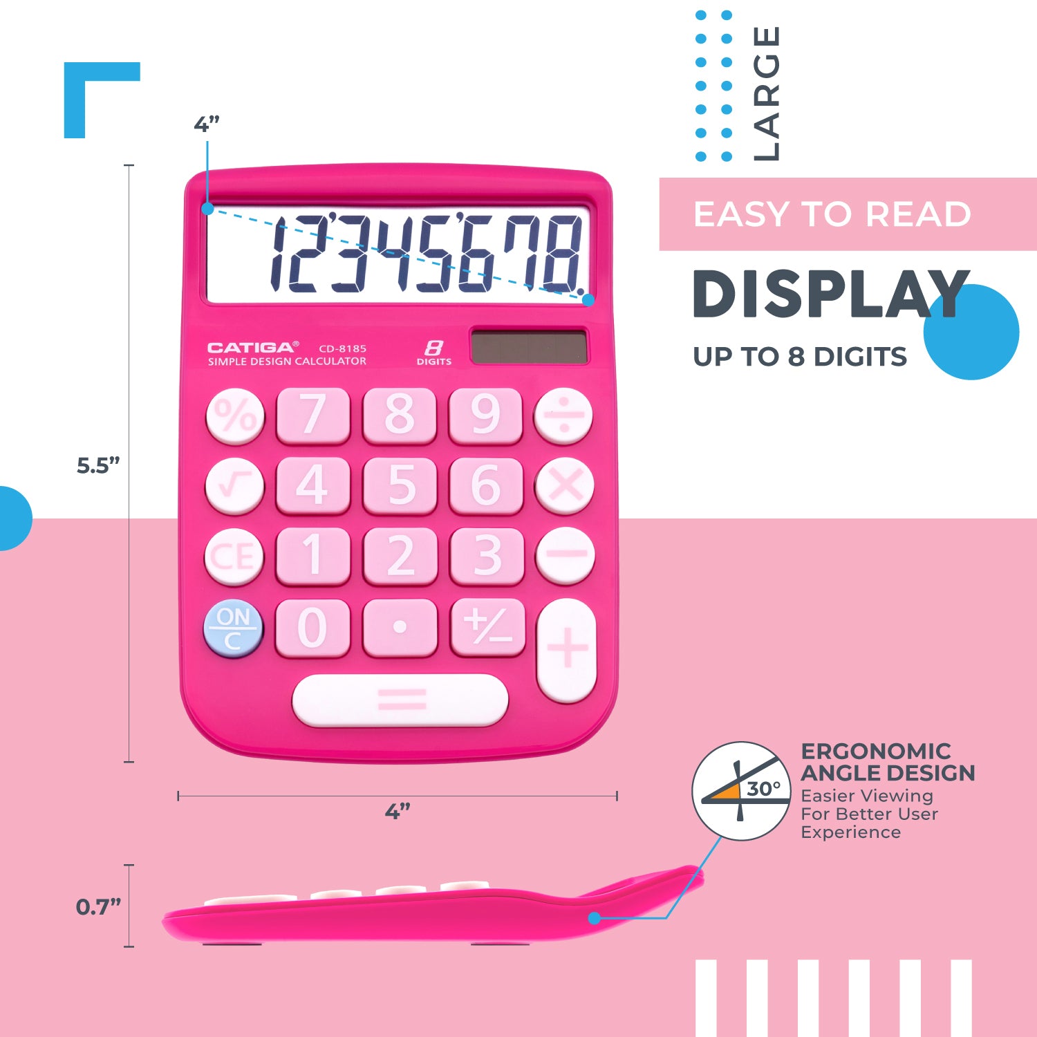 Catiga CD-8185 kalkulačka 8místná růžová