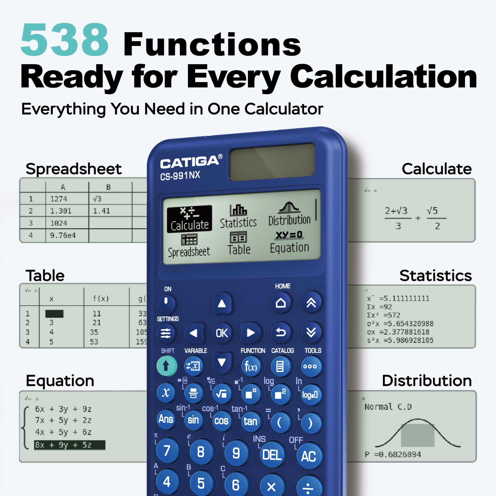 Catiga CS-991NX kalkulačka vědecká modrá solární