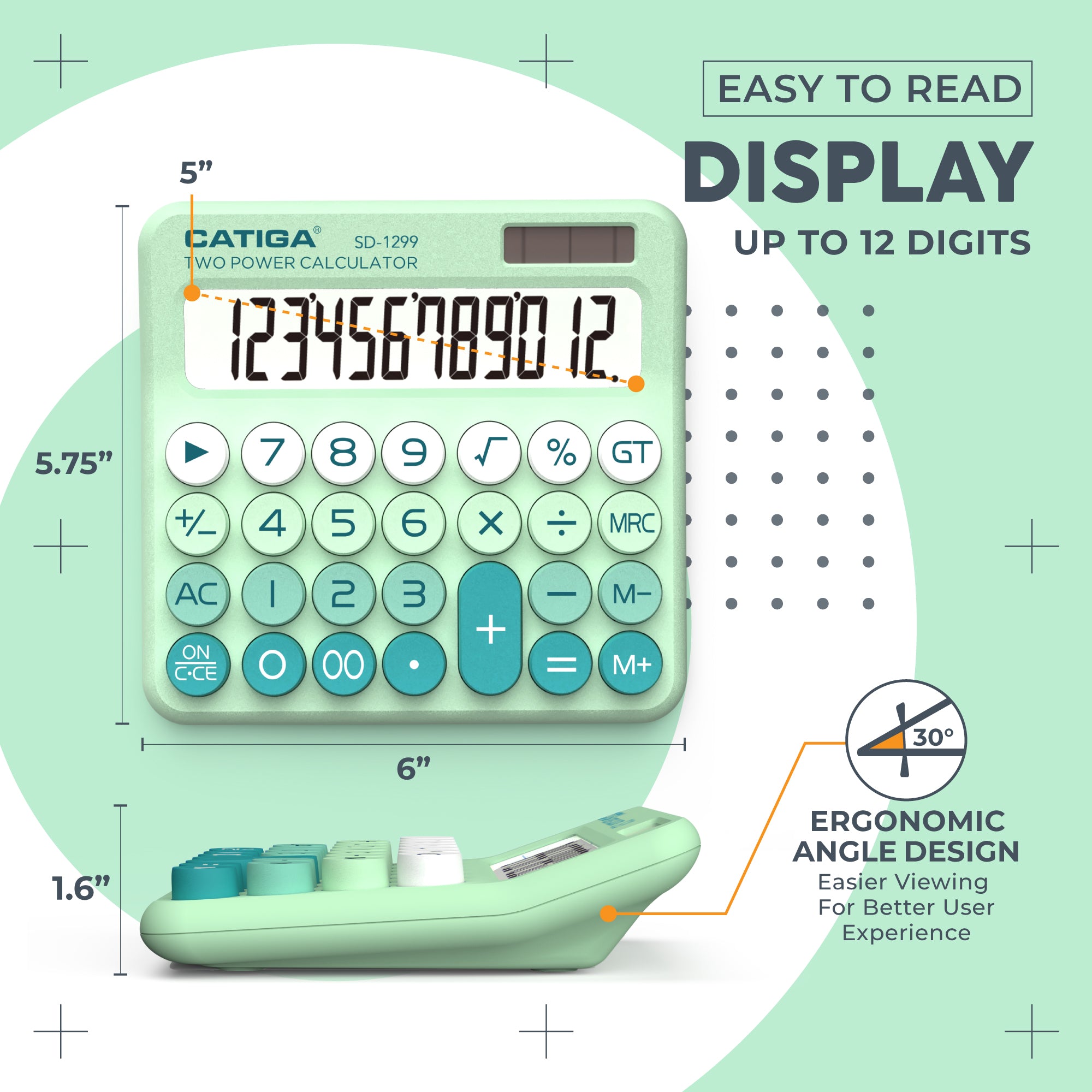 Catiga SD-1299 kalkulačka mátová 12místná mechanická