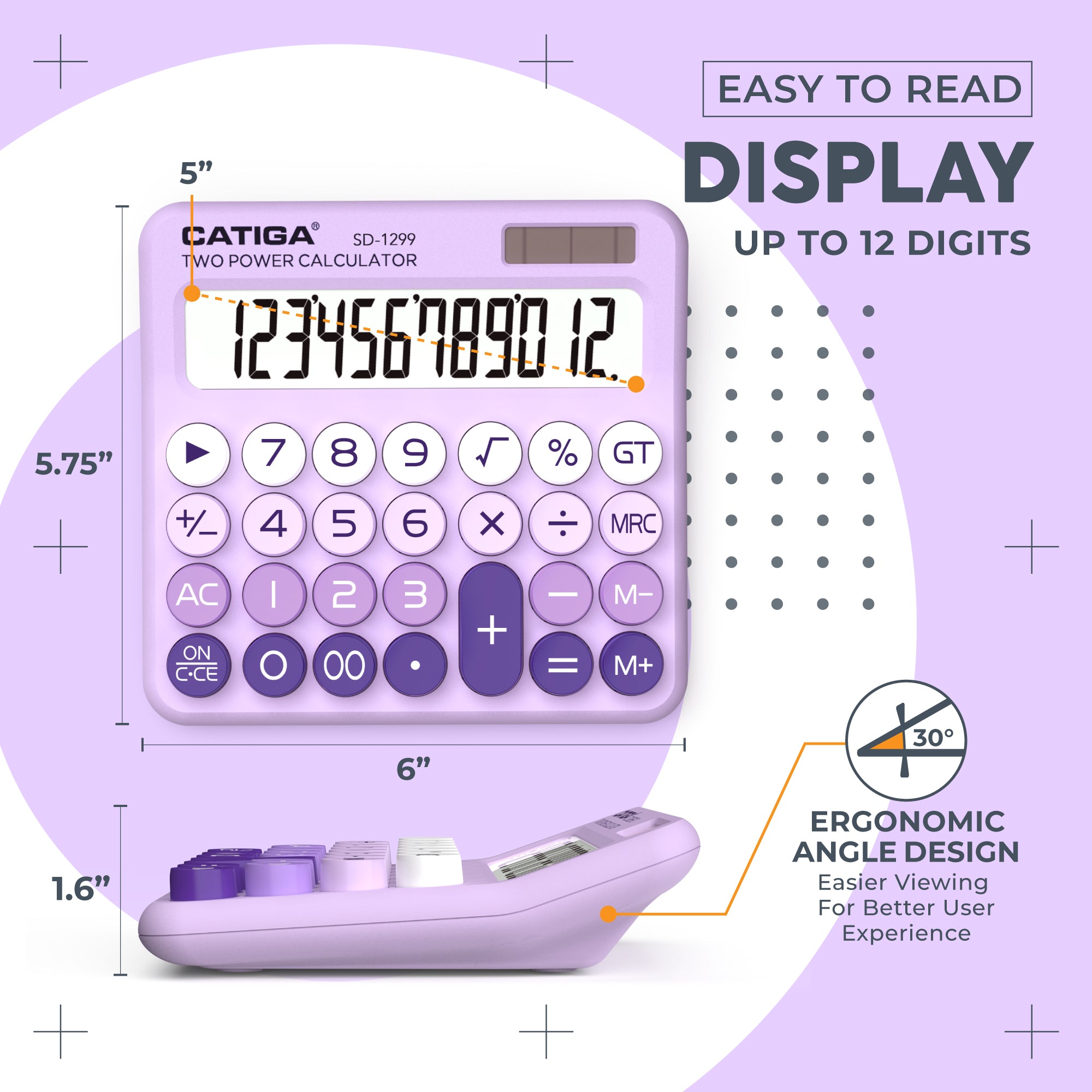 Catiga SD-1299 stolní kalkulačka fialová 12 míst