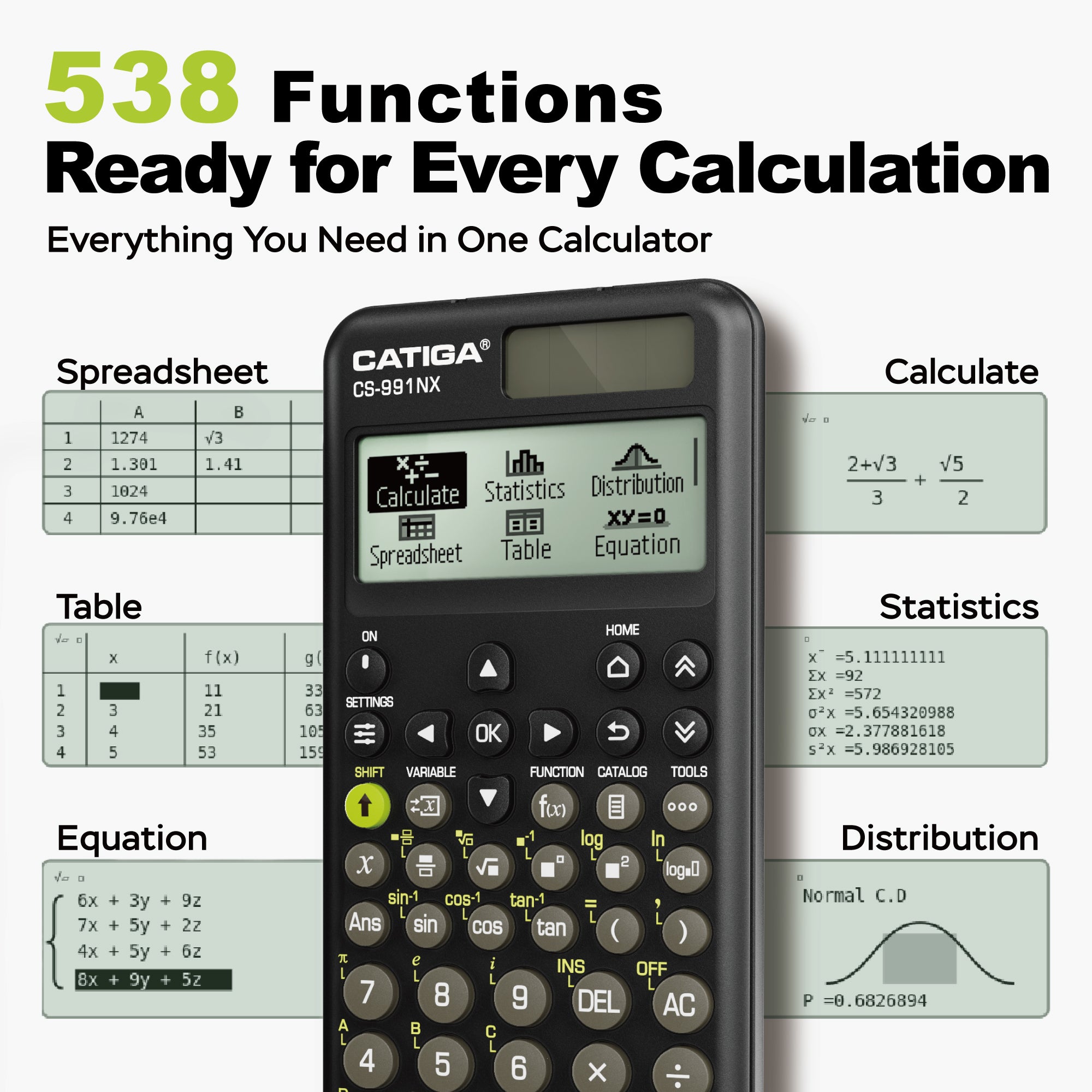Catiga CS-991NX vědecká kalkulačka solární 538 funkcí