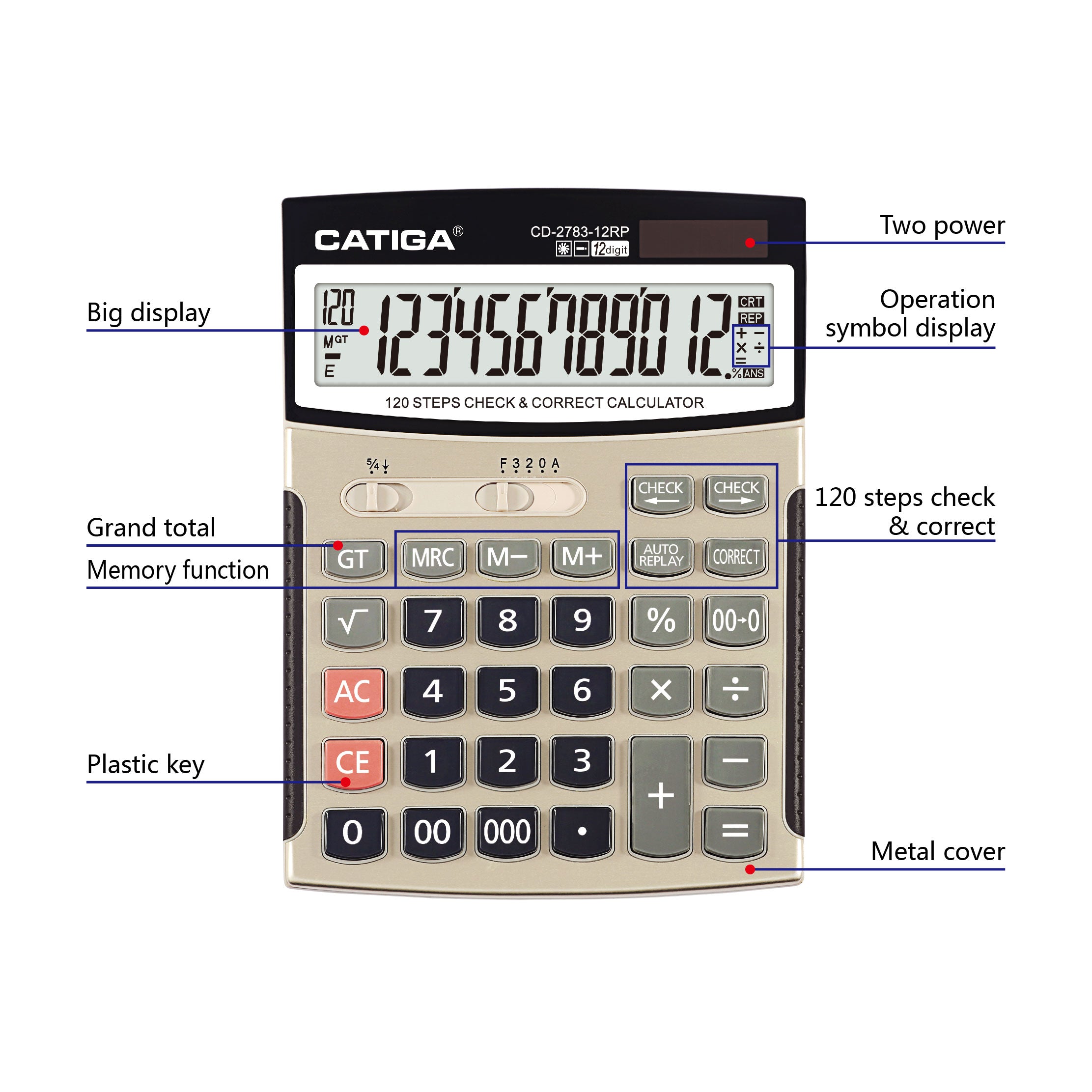 Catiga CD-2783 kalkulačka s krytem 12míst