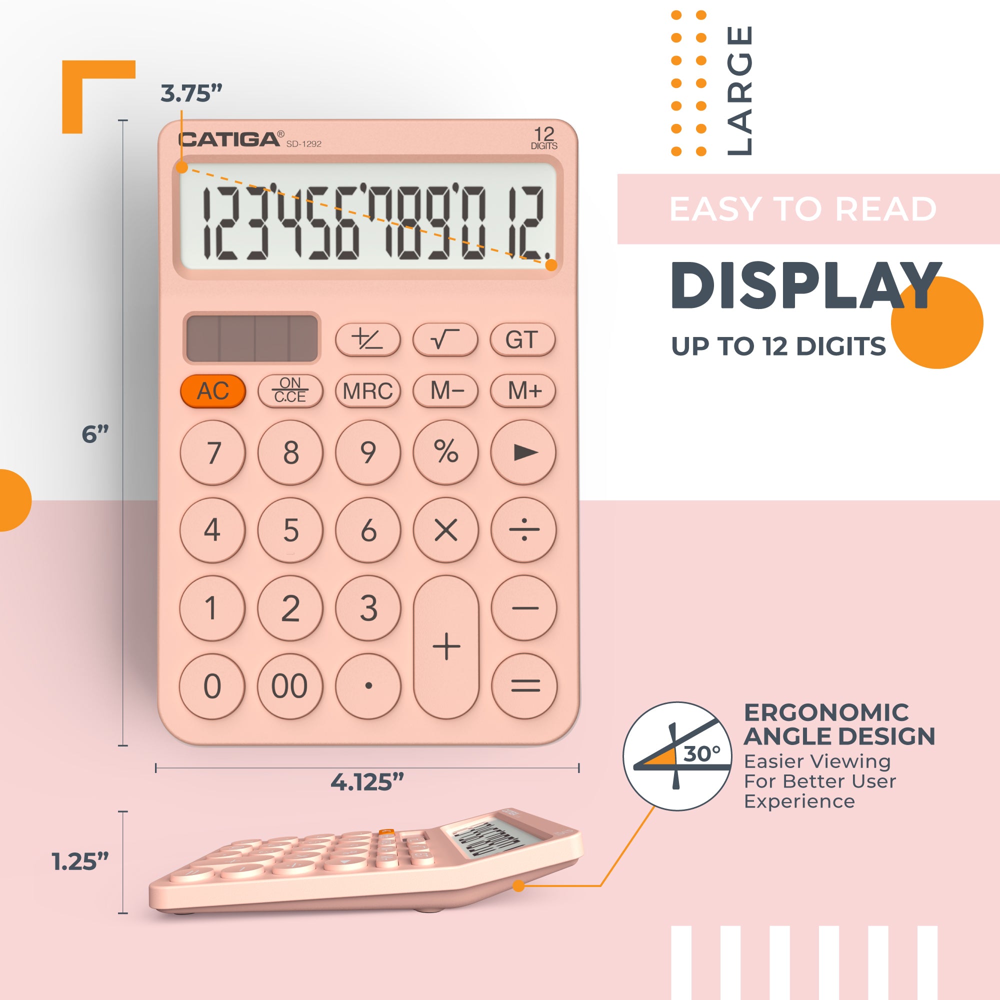 Catiga SD-1292 kancelářská kalkulačka růžová 12 míst