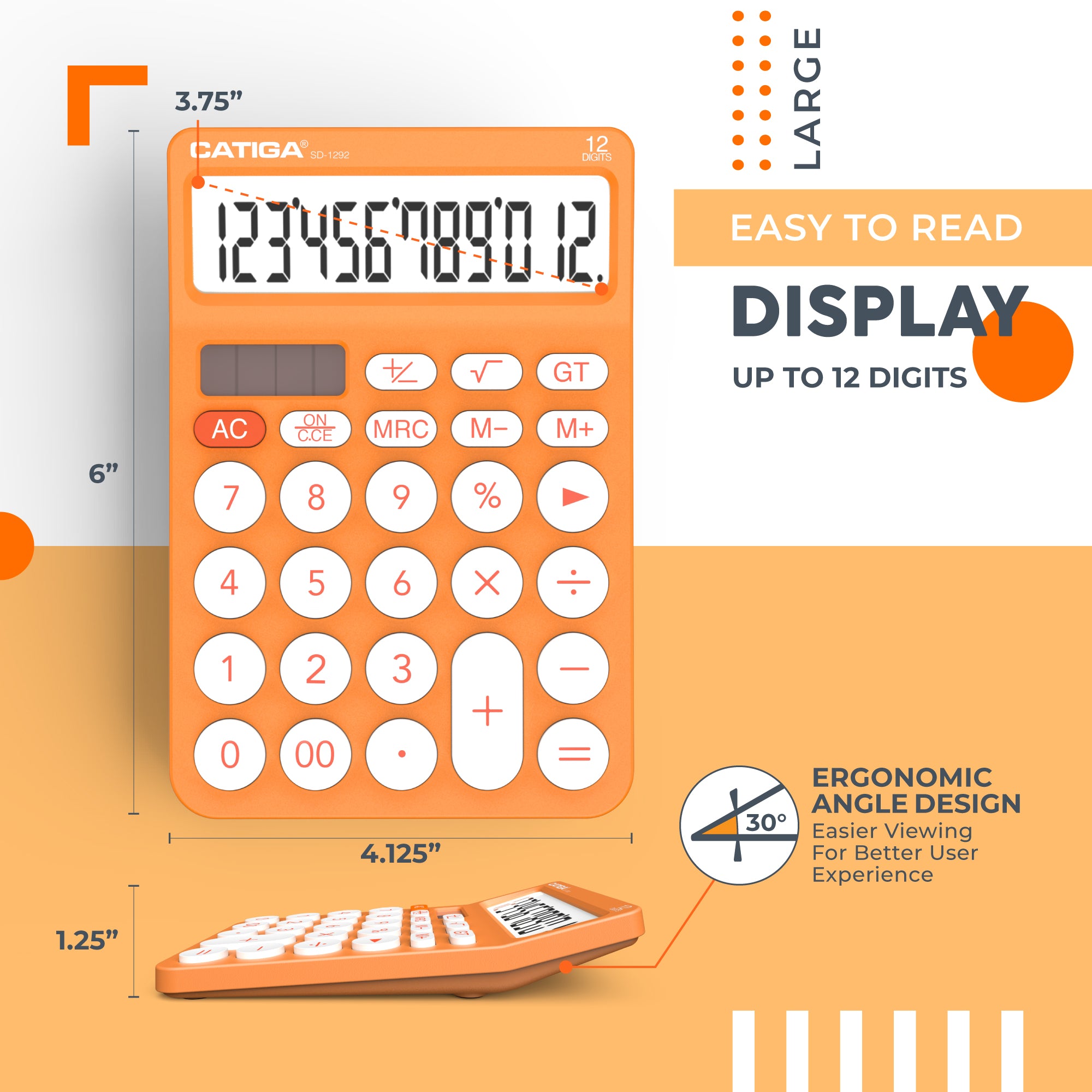 Catiga SD-1292 stolní kalkulačka oranžová 12místná