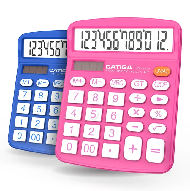 Catiga CD-2786 kalkulačka 12místná modrá růžová 2ks