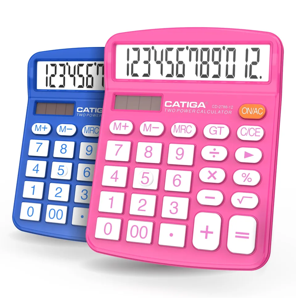 Catiga CD-2786 kalkulačka 12místná modrá růžová 2ks