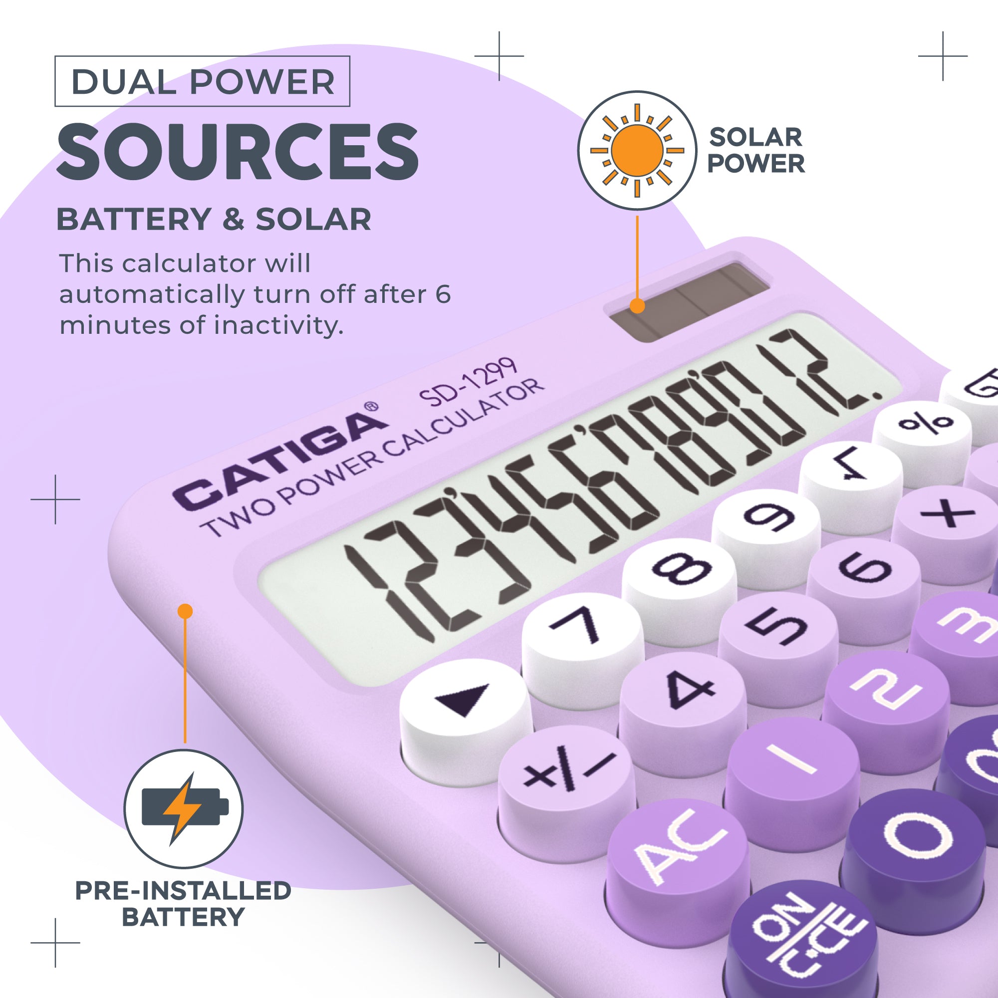 Catiga SD-1299 stolní kalkulačka fialová 12 míst