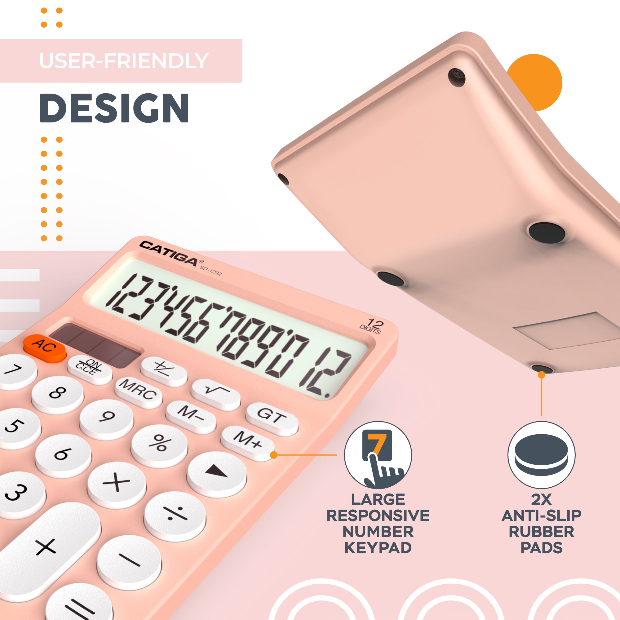Catiga SD-1292 stolní kalkulačka 12místná růžová