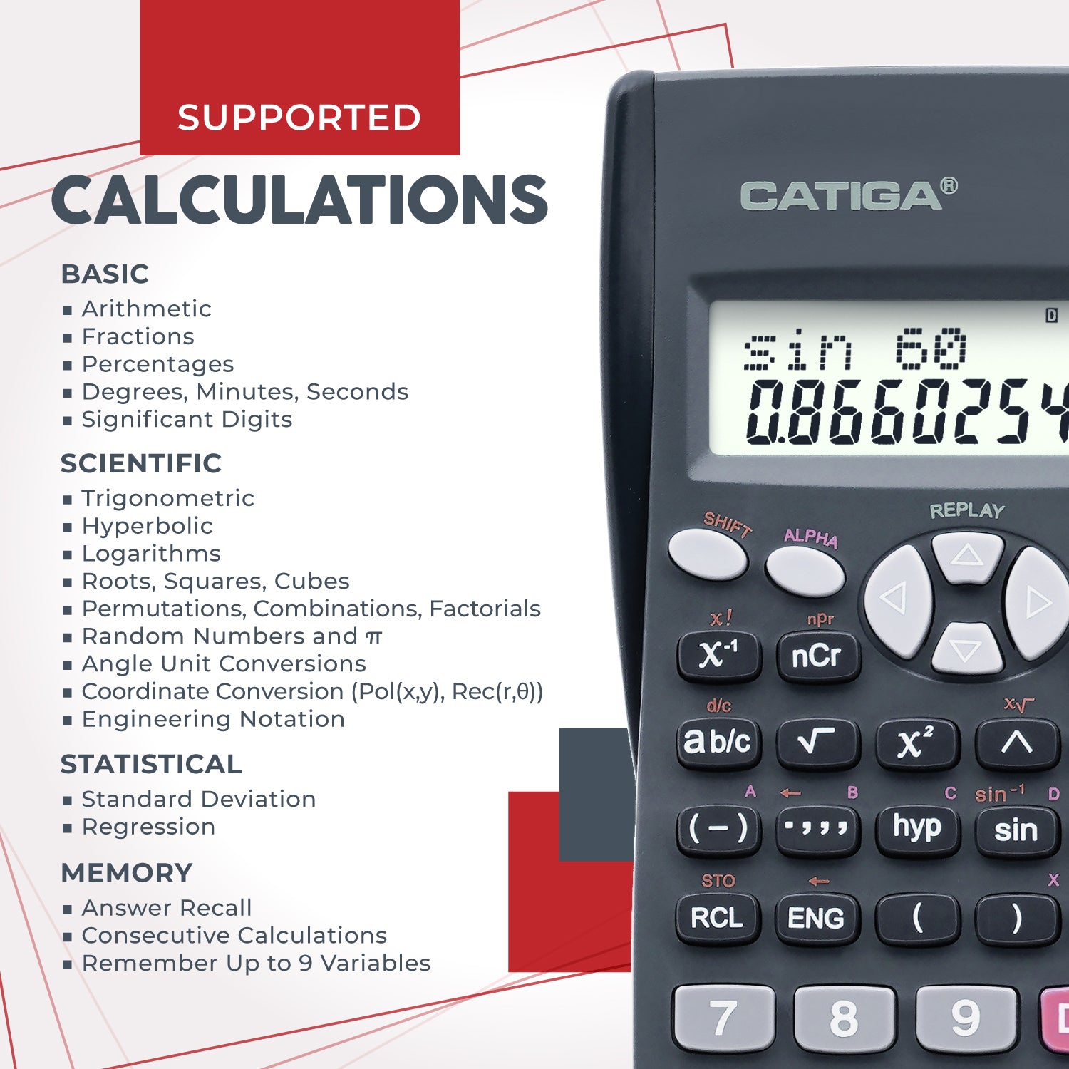 Catiga CS-183 vedecka kalkulacka 5 ks s dvoradkovym displejem