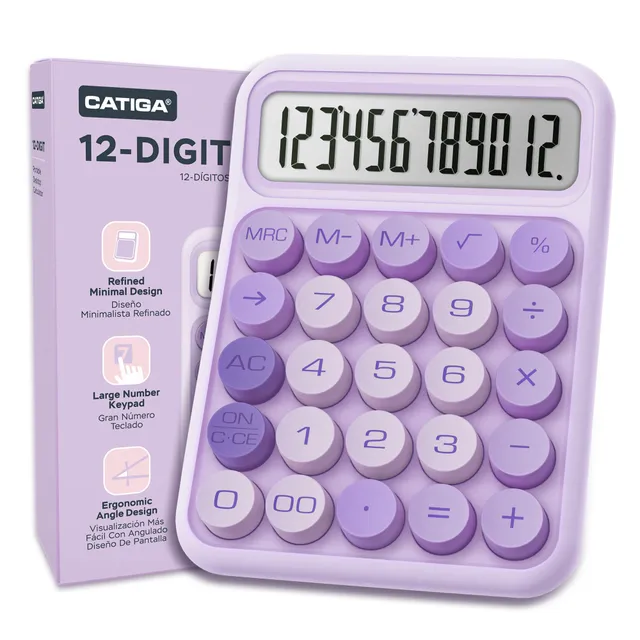 Catiga CD-2847 12místná kalkulačka fialová mechanická