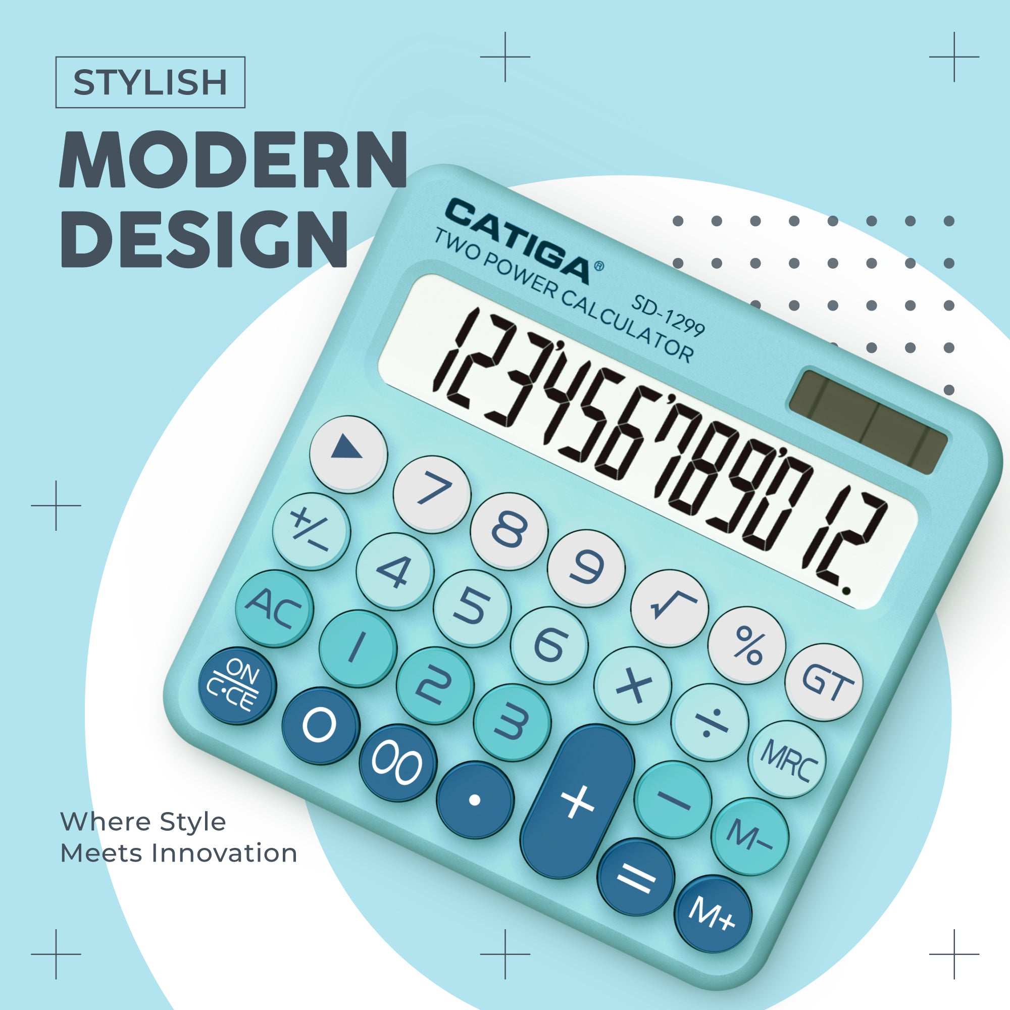 Catiga SD-1299 kalkulačka aqua blue 12místná retro
