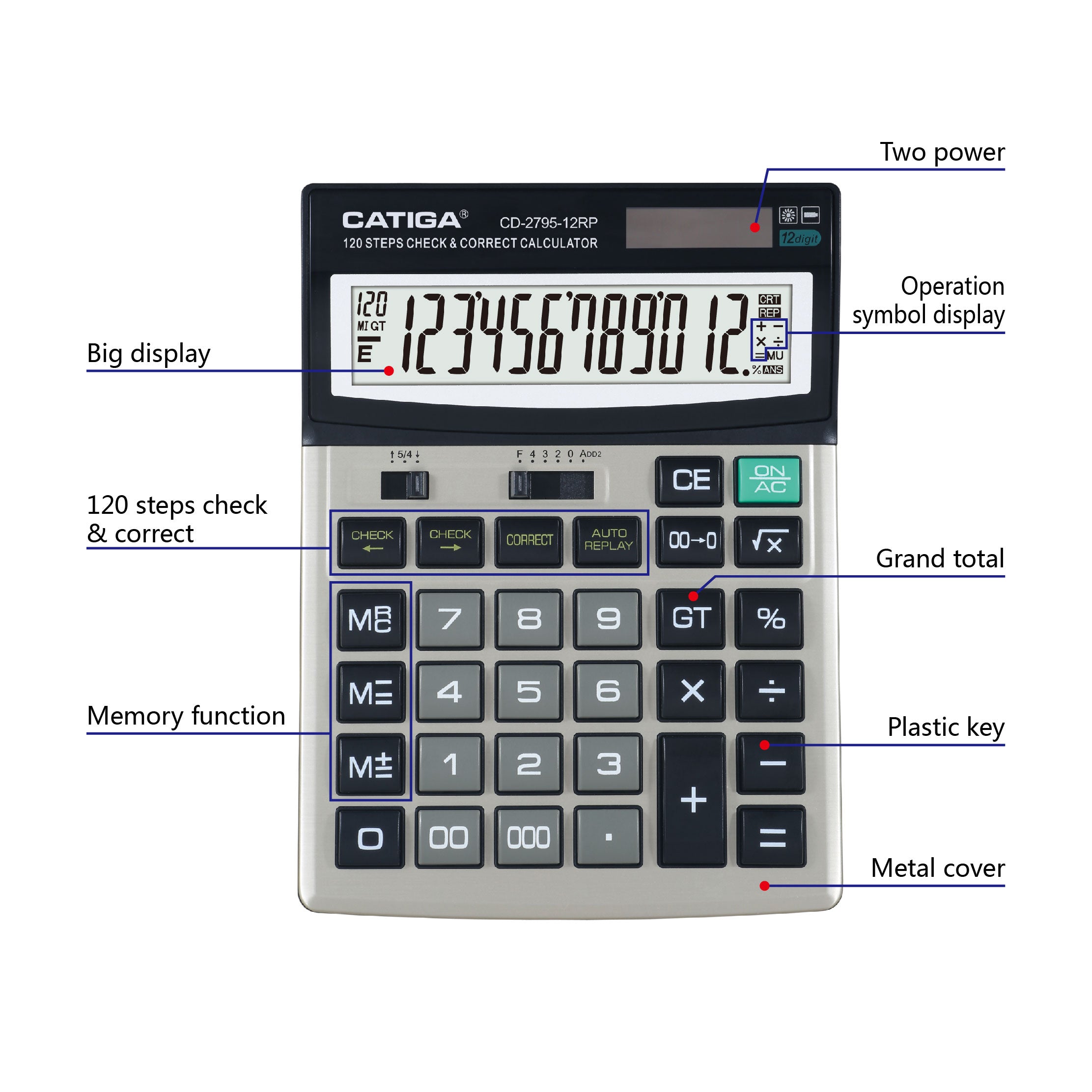Catiga CD-2795-12RP kalkulačka kontrolní 12 míst